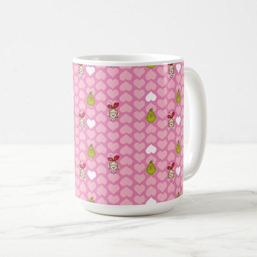 Das rosa Grinch- und Cindy-Lou-Herzmuster Kaffeetasse (VorderseiteRechts)