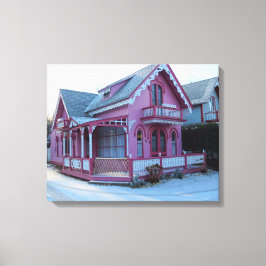 Das Rosa Haus im Schnee - Martha's Vineyard Leinwanddruck