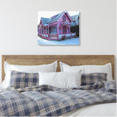 Das Rosa Haus im Schnee - Martha's Vineyard Leinwanddruck (Insitu (Schlafzimmer))