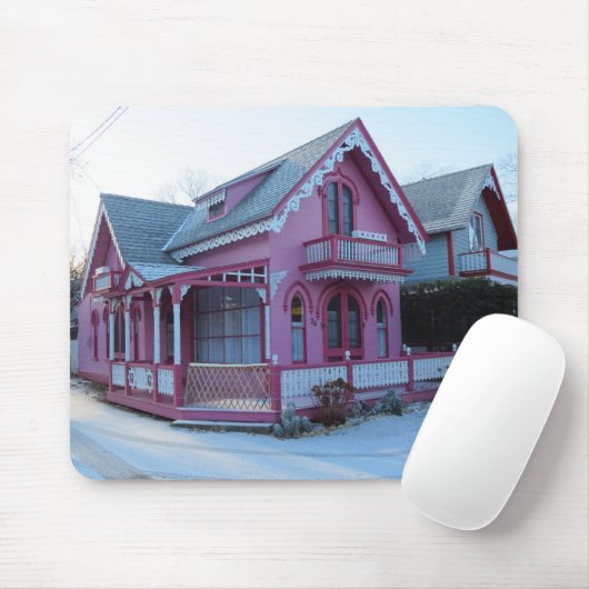 Das Rosa Haus im Schnee - Martha's Vineyard Mousepad (Mit Mouse)