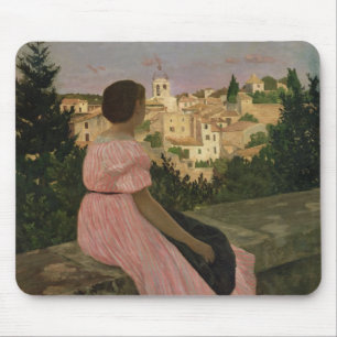Das rosa Kleid oder Ansicht von Castelnau-Le-Lez Mousepad