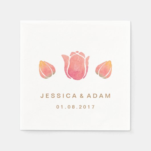 Das rosa Tulip-Hochzeitspapier Napkin Serviette (Vorderseite)