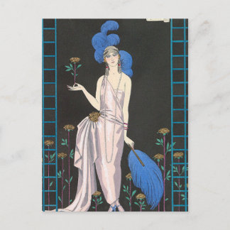 Das Rose-Abend-Kleid von George Barbier Postkarte