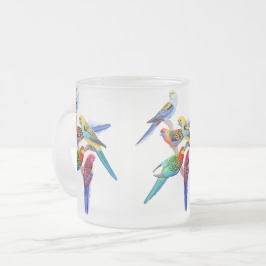 Das Rosella plappert mattierte Tasse nach (Vorderseite Links)