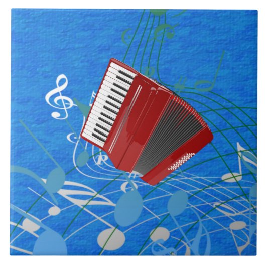 Das rote Akkordeon, das blaue Musikdesign Fliese (Vorderseite)