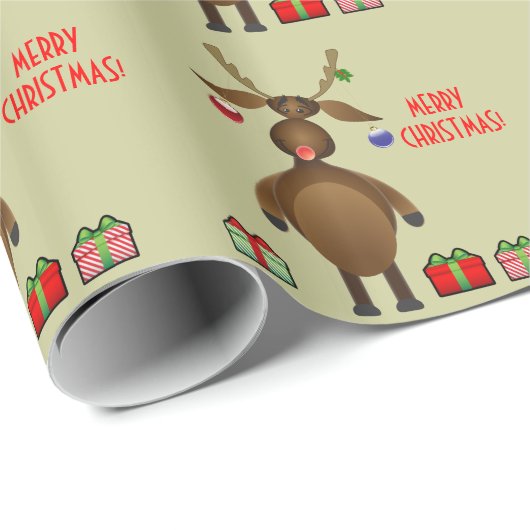 Das rote gerochene Ren, Geschenk-Verpackung Geschenkpapier (Rolleneckpunkt)