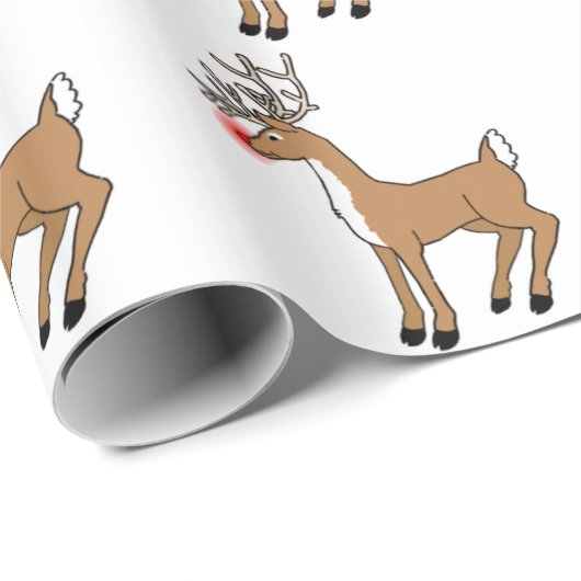 Das rote gerochene Ren Geschenkpapier (Rolleneckpunkt)