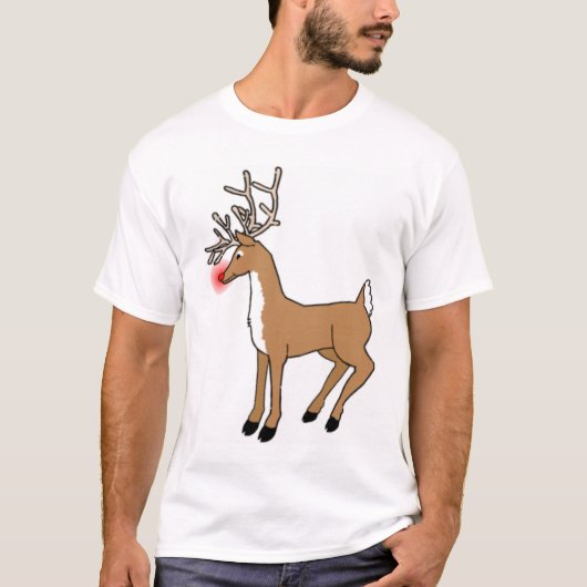 Das rote gerochene Ren T-Shirt (Vorderseite)