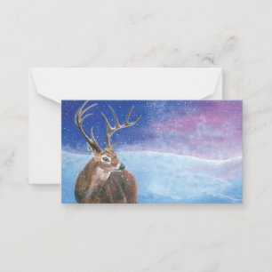 Das rote Hirsch-Cervus-Elaphus in der Winterlandsc Mitteilungskarte