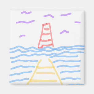 Das rote Leuchtturm und das Gelbe Pier Magnet