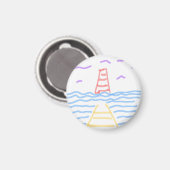 Das rote Leuchtturm und das Gelbe Pier Magnet (Vorderseite/Rückseite)