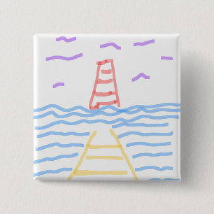 Das rote Leuchtturm und der gelbe Knopf Button