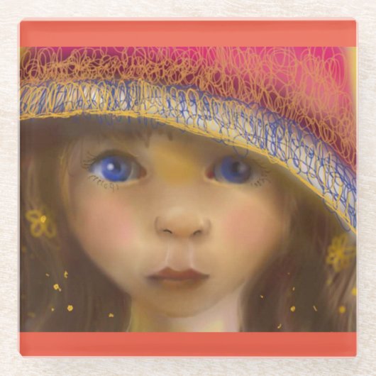 Das rote Reithaube-Portrait Glasuntersetzer (Vorderseite)