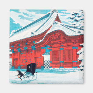 Das rote Tor von Hongo in Snow von Hiroaki Takahas Magnet