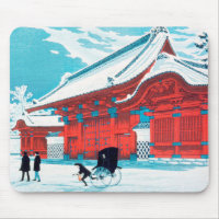 Das rote Tor von Hongo in Snow von Hiroaki Takahas