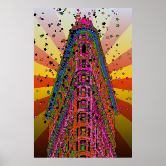 Das rötliche Flatiron-Gebäude, gelbe Schwellen Poster