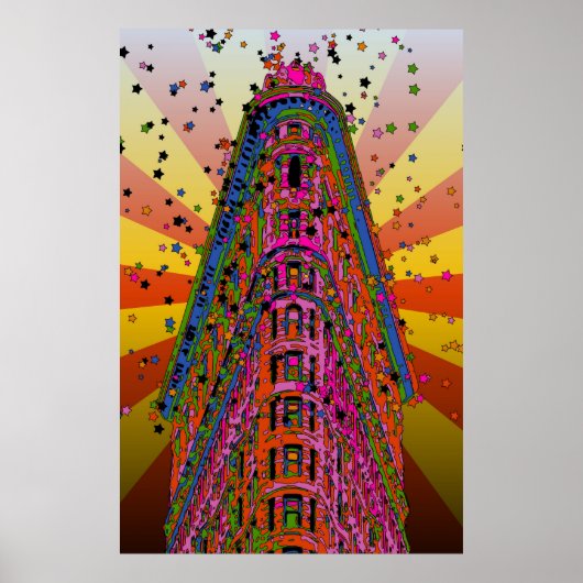 Das rötliche Flatiron-Gebäude, gelbe Schwellen Poster (Vorne)