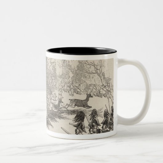 Das Rotwild-Schießen bei Gotha Zweifarbige Tasse (Rechts)