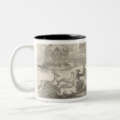 Das Rotwild-Schießen bei Gotha Zweifarbige Tasse (Links)