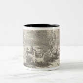 Das Rotwild-Schießen bei Gotha Zweifarbige Tasse (Mittel)