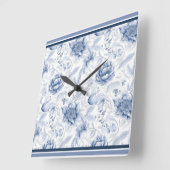 Das Royal Blue Porcelain Blumenmuster Vol.1 Quadratische Wanduhr (Winkel)