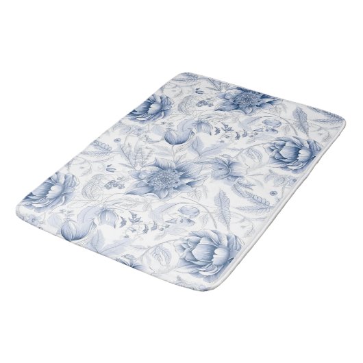 Das Royal Blue Porcelain Blumenmuster Vol.1 Thro Badematte (Schrägansicht)
