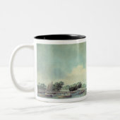 Das Rudersport-Match in Richmond Zweifarbige Tasse (Links)