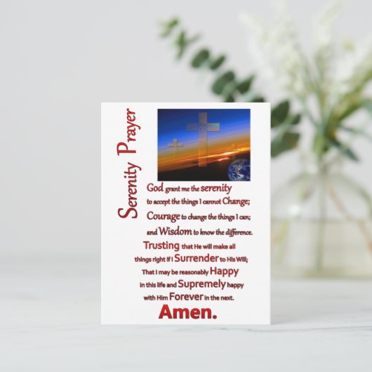 Das ruhige Gebet im Weltraum rot Postkarte (Stehend Vorderseite)