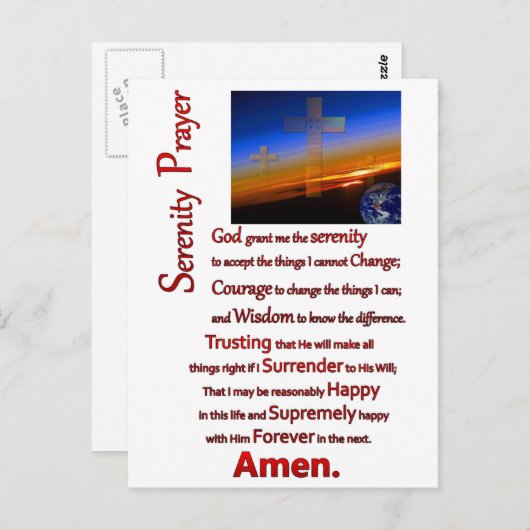 Das ruhige Gebet im Weltraum rot Postkarte (Vorne/Hinten)