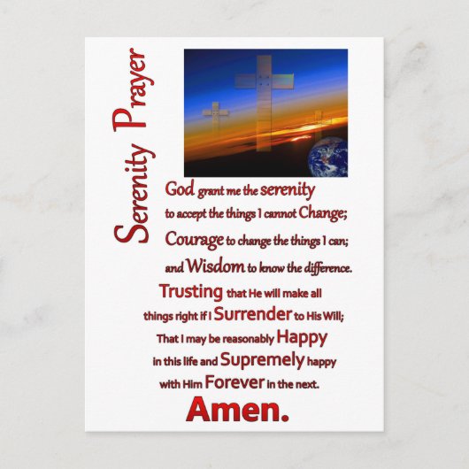 Das ruhige Gebet im Weltraum rot Postkarte (Vorderseite)