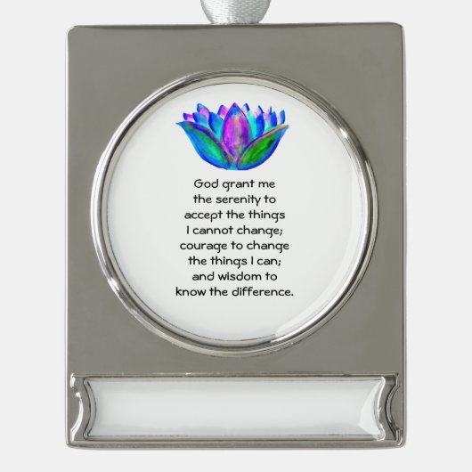 Das ruhige Gebet mit dem farbenprächtigen Lotus Bl Banner-Ornament Silber (Vorderseite)