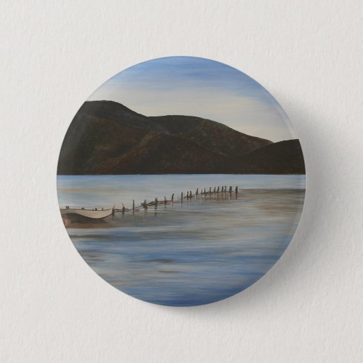Das ruhige Wasser der Akyaka Landschaft Kunst Button (Vorderseite)