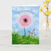 Das russische Denken an Sie kardieren. Rosa Karte (Gelbe Blume)