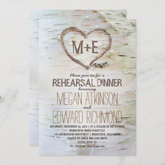 Das rustikale Abendessen mit Birkenbaum lädt zur P Einladung (Vorne/Hinten)