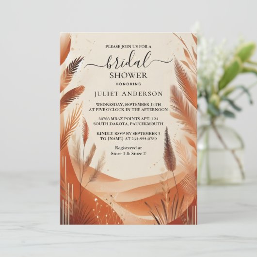 Das rustikale Boho Autumn Ombre Brown Brautparty Einladung (Stehend Vorderseite)