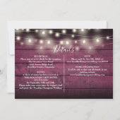 Das rustikale Foto der String-Lights in einer Hoch Einladung (Rückseite)