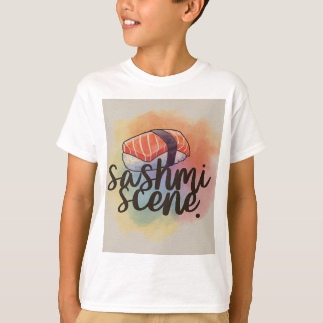 Das Sashimi Scene Watercolor-T-Shirt T-Shirt (Vorderseite)
