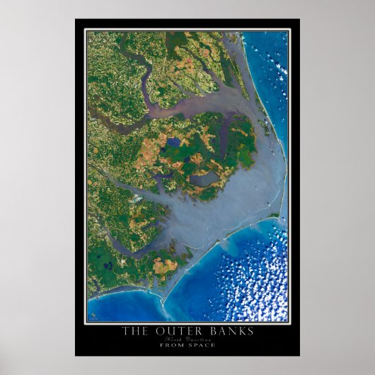 Das Satellitenposter der Außenbanken North Carolin Poster (Vorne)