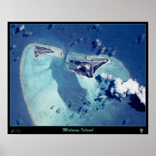 Das Satellitenposter der Insel Midway Poster