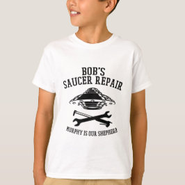 Das Saucer Repair Logo des T - Shirt Black Bob