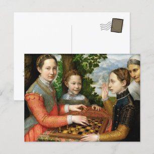 Das Schachspiel Vintag Art 16. Jahrhundert Repro Postkarte