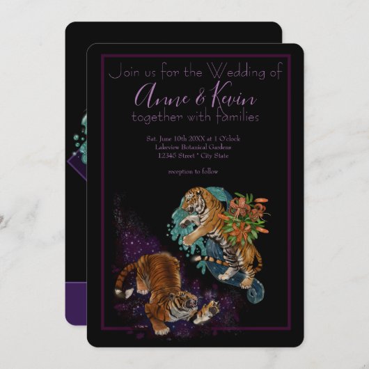 Das Schicksal in den Sternen Tiger Art Hochzeit Ei Einladung (Vorne/Hinten)