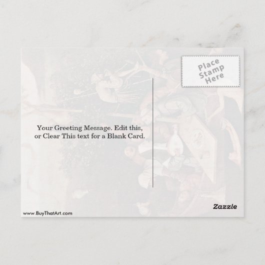 Das Schiff der Narren . Von Hieronymus Bosch Postkarte (Rückseite)