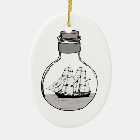 Das Schiff in der Glühlampe Keramikornament (Vorne)