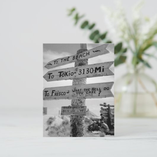 Das Schild auf Tarawa illustriert den Spaß der Mar Postkarte (Stehend Vorderseite)