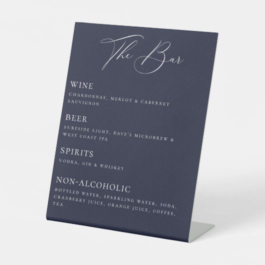 Das Schild "Bar List Pedestal" (Vorderseite)