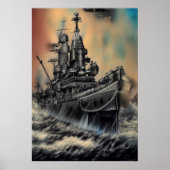Das Schlachtschiff auf hoher See | AI Art Poster (Vorne)