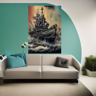 Das Schlachtschiff auf hoher See   AI Art Poster