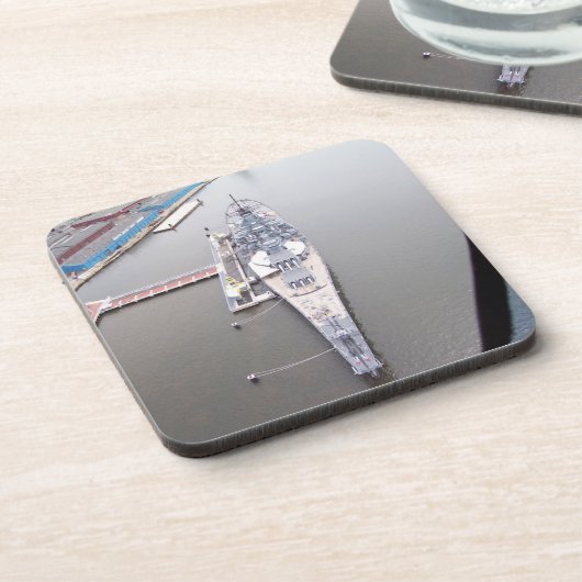 Das Schlachtschiff New Jersey von oben Getränkeuntersetzer (Linke Seite)