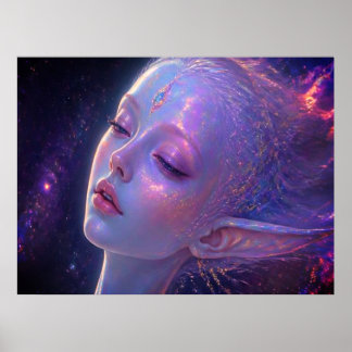 Das schlafende junge irdische Mädchen in der Weltr Poster